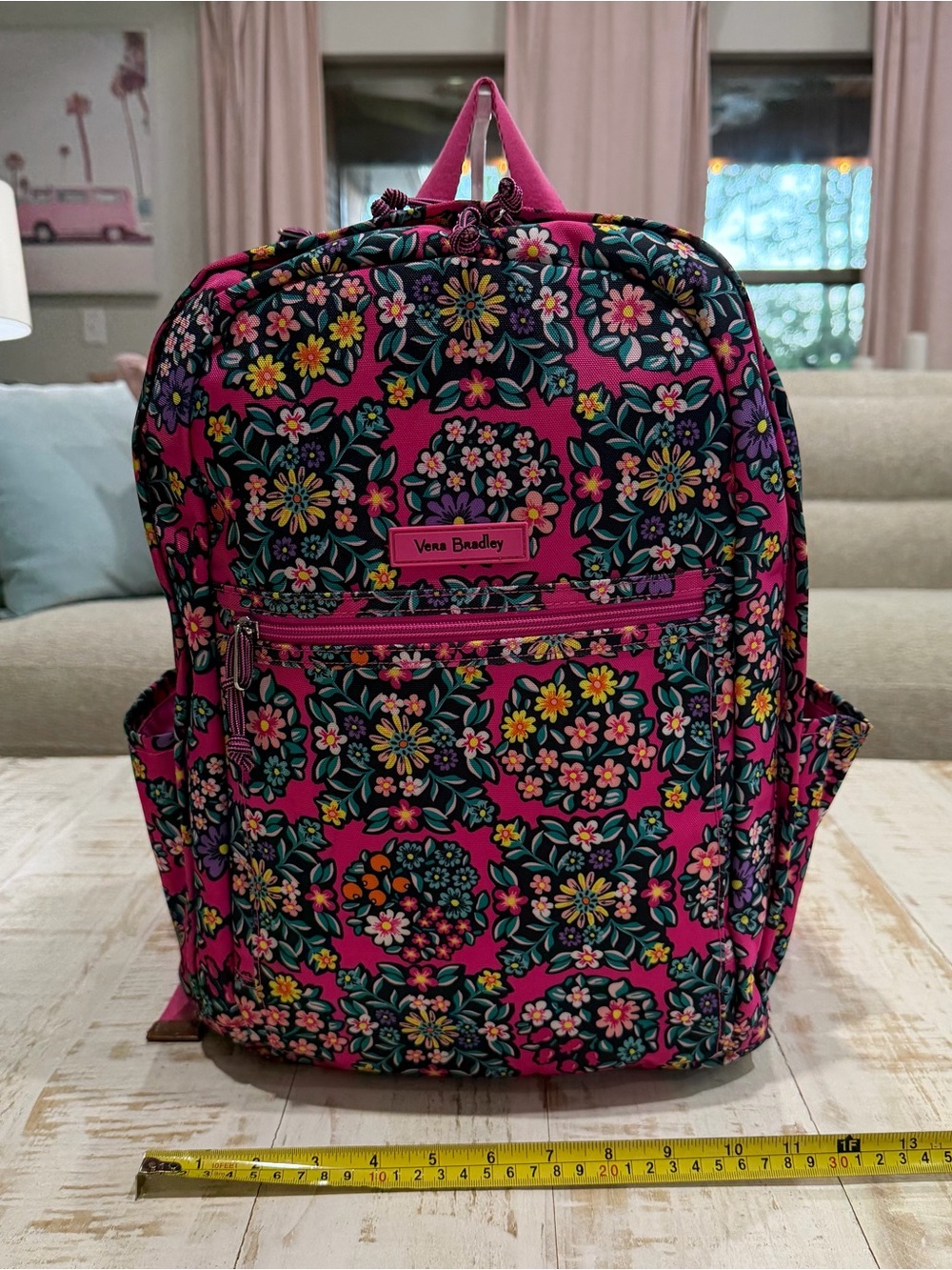 Vera Bradley Lighten Up Grand Backpack Pink Kaleidoscope Rosettes Hot Pink Bag